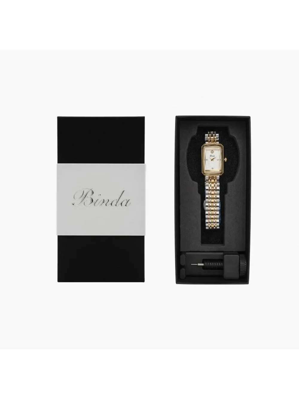 Women's Silver Gold Green Vintage Rectangular Case Stainless Steel Band Watches